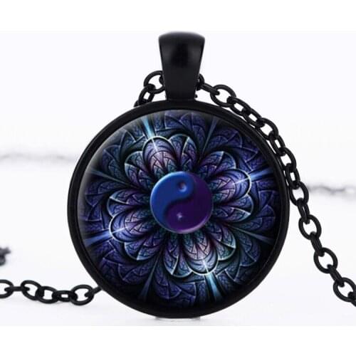 SUTEYI Trendy Yin Yang Mandala Necklace Glass Cabochon Tai Chi Pendant Symbol Zen Buddhism handmade Necklaces Women Jewelry