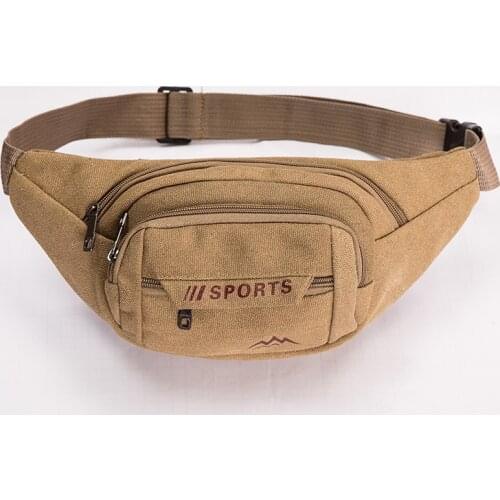 Outdoor Mens Canvas Waist Bag Functional Money Phone Male Banana Pack Womens Fanny Pouch