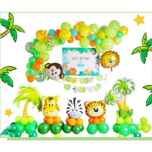 Balloon Chain String Green Series Birthday Background Wall Decoration Decorative Animal Theme Birthday Poster Childrens Party