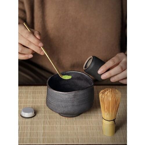 Japanese rough pottery fine powder tea bowl matcha brush bamboo tea powder spoon home baking tea ceremony accessories tool