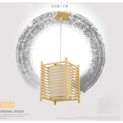Japanese Tatami Style LED Wood Pendant Lights, Square block Acrylic Sheepskin lamp shade Luminaire Droplight For Home Lighting