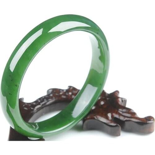 Yi Jen Pavilion natural and jade bracelet spinach green jasper hand ring female jade bracelet Hetian Jade