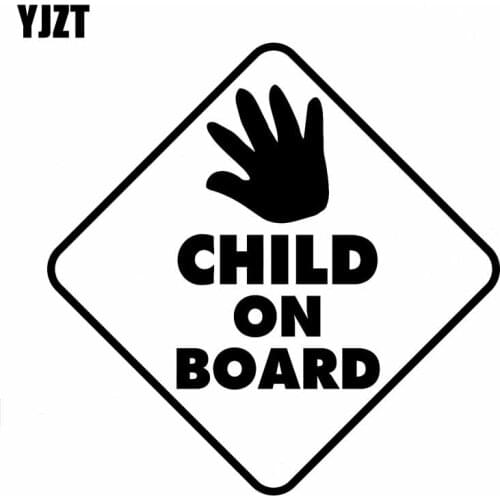 YJZT 10.2CM*10.2CM CHILD ON BOARD Cute Palm Car Sticker Decal Vinyl Black Silver C10-00665