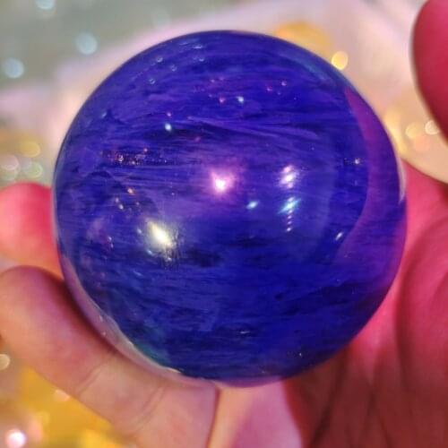 1pcs 6-7cm Natural rare Blue smelting stone quartz crystal ball home decoration natural stone cutting and polishing