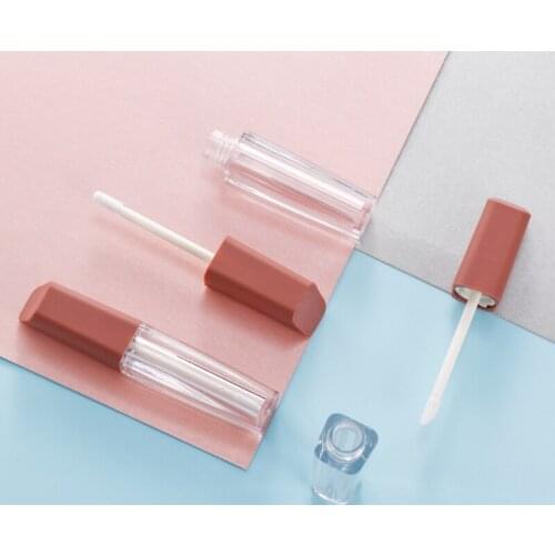 10/25pcs 7ml Square Clear Lip Gloss Tube with Wands Brown Cap Beauty Cosmetic Container Empty Lip Balm Lip Glaze Packing Bottle