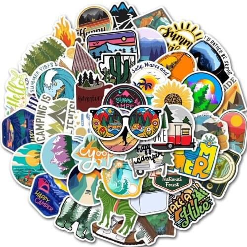 10/50Pcs/Pack Outdoor Wild Expedition Stickers Adventure Camping Travel Landscape for Laptop Mobile Phone Luggage Bike