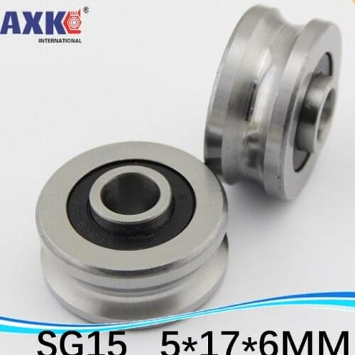 10PCS SG15 2RS U Groove pulley ball bearings 5*17*8 mm Track guide roller bearing SG5RS V17 (Precision double row balls) ABEC-5