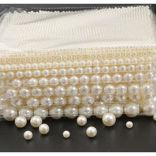 2-18mm No Hole Ivory Round Plastic Acrylic ABS Imitation Pearl Spacer Beads For DIY Garment Headwear Shoes Bag Jewelry Making
