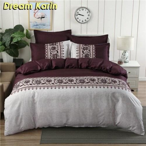 2/3 PCS Luxury Floral Printed Duvet Cover Set 240x220cm Purple King Size Bedding Set Single Double Quilt Cover Case Pillow Queen