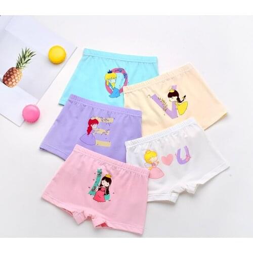 5Pcs/lot Girls Cotton Boxer Briefs Girl Panties Girls Boxer Shorts Childrens Panties Kids Underwear For 2-14 Years GU211