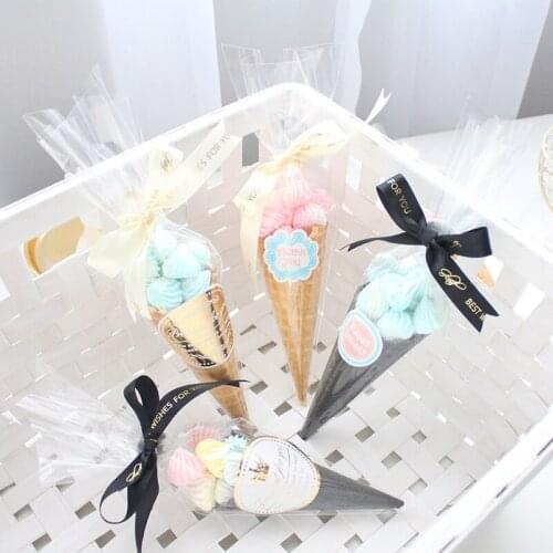 50pcs Wedding Clear Candy Cone Bags Popcorn Carrot Cookie Gift Packing Bag Baby Shower Kids Birthday Party Easter Decorations