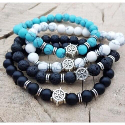 8mm bohemian multicolor Agate beads Chakra Reiki Buddha Yoga Bracelet elastic adjustable Volcanic Stone Bangles ukfr3