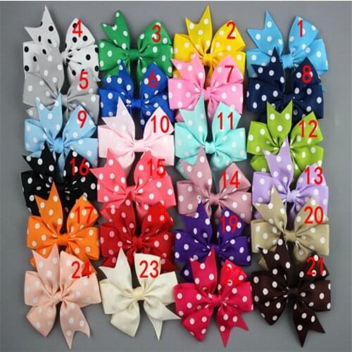 8cm High quality girls hair accessories hand made grosgrain Polka Dots bowknot DIY headwear 30pcs/lot