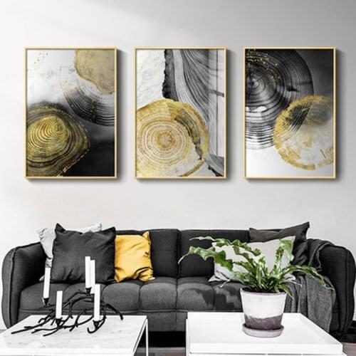 Nordic Abstract Golden rings Poster and Print Canvas Wall Art for Living Room contracted Morden Home Decor Unframed