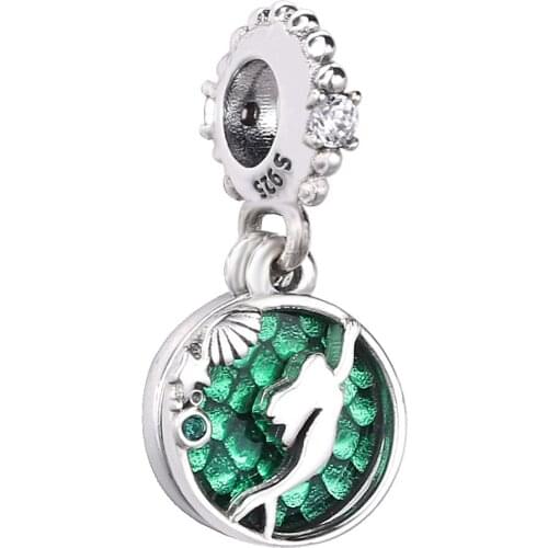 Ajax 925 Sterling Silver Charms Mermaid Girl Pendants Jewelry Making For Women Necklace Snake Bracelets Vintage Chain