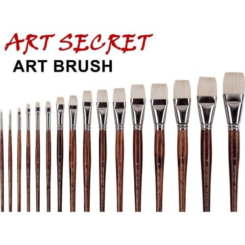 Artsecret 3100B high quality Chungking white hog bristle nickel brass ferrule oak wooden handle paint art supplies artist brush