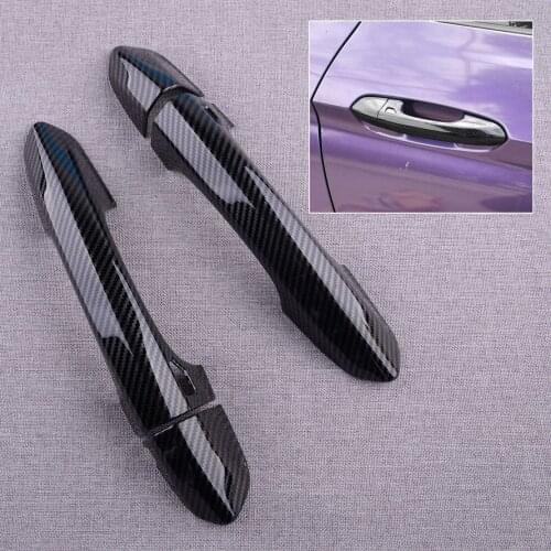 2pcs Car ABS Carbon Fiber Style Door Handle Cover Trim Fit for Ford Mustang 2020 2019 2018 2017 2016 2015