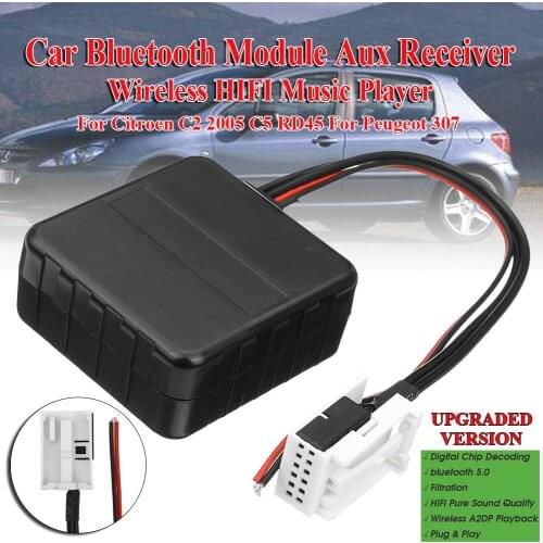 Car bluetooth Module Aux Receiver Cable Wireless HIFI Music Player For Citroen C2 2005 C5 RD45 For Peugeot 307 Radio Media