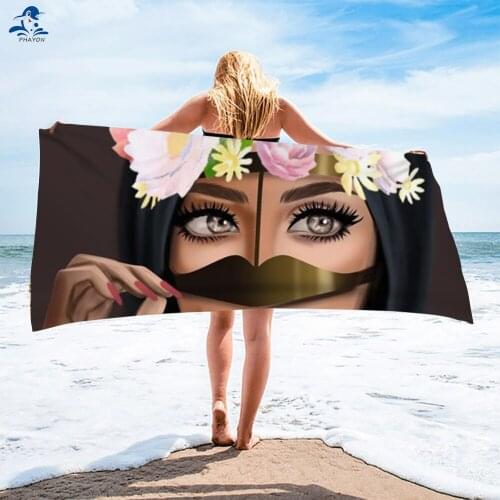 PHAYON Fashion Girl Microfiber Bath Towel Adult Large Quick Dry Soft Lightweight Sand Free Beach Towel for Camping Travel Surf