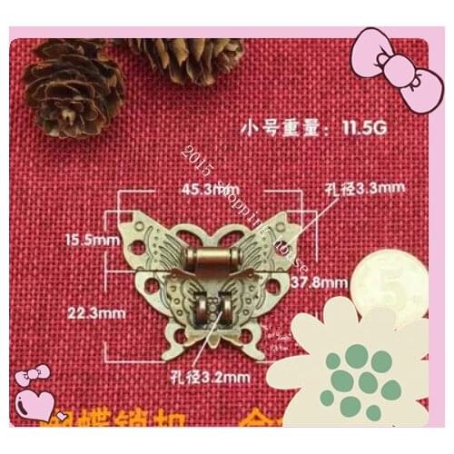 Large butterfly lock lock Chinese antique collocation Vintage copper lock antique cross small open padlock lock