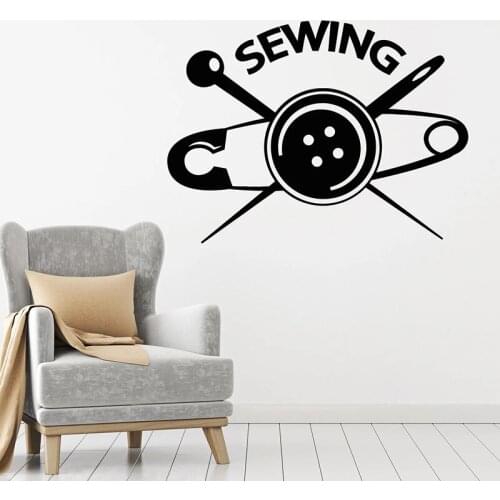 Sewing Button Wall Decal Clothing Designer Tailor Atelier Interior Decor Creative Door Window Vinyl Stickers Art Wallpaper E664