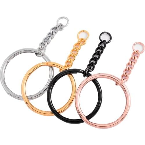 IJK2019 10/pcs Chape Wholesale Four Colors Stainless Steel Simple Key Ring Round Shape Split Key Chain