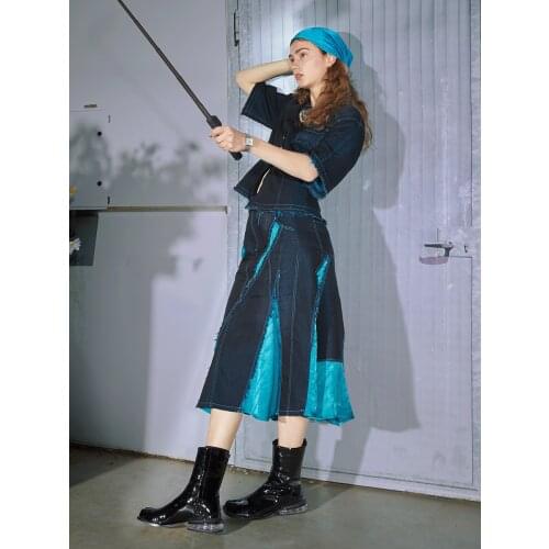 IRINACH391 Spring Summer 2021 Original Design New Arrivals High Waist Midi Long Denim Skirt