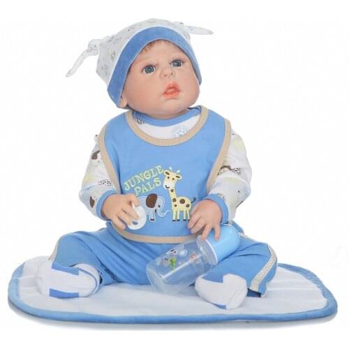 23'' bebe boy reborn bonecas handmade Lifelike Reborn Baby Doll Full Body Silicone Vinyl with Pacifier child gift