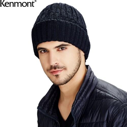 Mens outdoor Knitted Hat Plush double Wool Hat Winter Hat