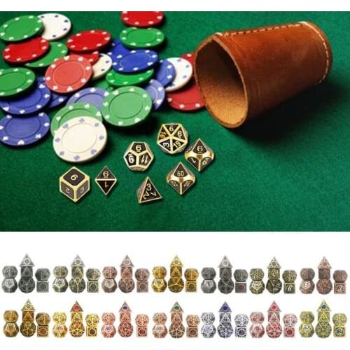Metal Dice Set D&D Metal Polyhedral Dice Set DND RPG Role Playing Games Board Game D4 D6 D8 D10 D12 D20 Dropship
