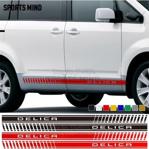 1 Pair Sports Mind Door Side Stripe Car Sticker Decal Automobiles Vinyl Car Styling For Mitsubishi Delica D5 L400 Accessories