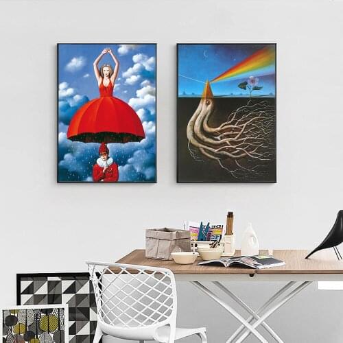 Surrealism Wall Art Canvas Posters and Prints Abstract Painting Decorative Pictures Home Decor Metal Organ Glass Framed