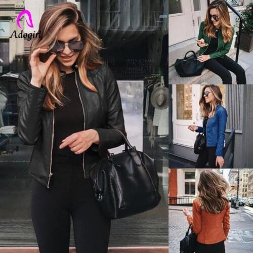 Pu Leather Coat Fashion 2020 New Women Plus Size Casual Street Top Spring and Autumn Womens Jacket Top Zipper Small Coat S-4XL
