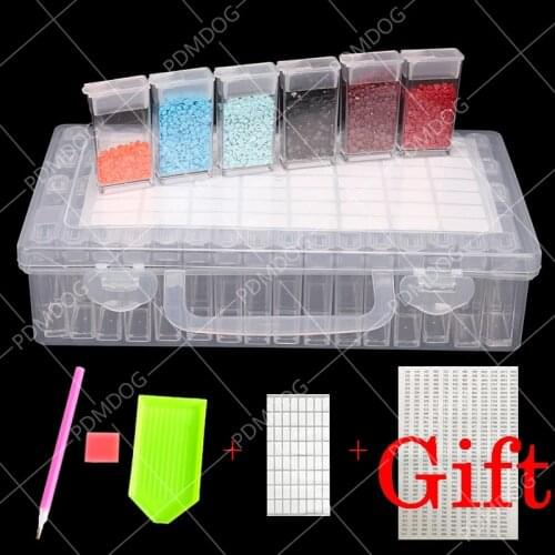 PDMDOG 64 PCS Diamond Painting Tools Beads Container Rhinestone Diamond Embroidery Stone Storage Accessory Mosaic Tool sticker