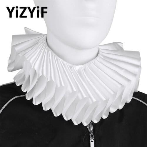 Fake Collar Renaissance Elizabethan Ruffled Neck Collar Clown Choker Satin Choker Victorian Costume Halloween Cosplay Accessorie