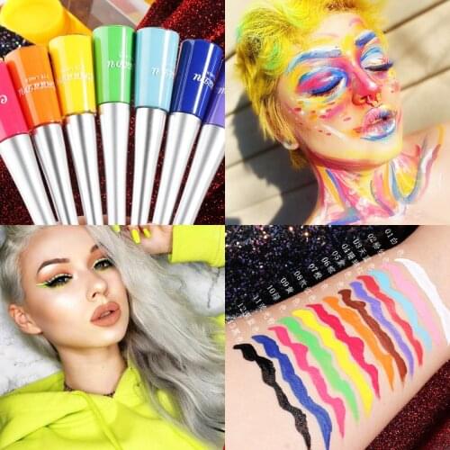 17 colors color matte quick-drying liquid eyeliner pen is not easy to smudge matte eyeshadow make-up bright painted white yellow