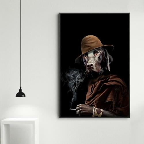 Nordic Retro Dog Detective Canvas Paintings On The Wall Art Picture Wall Decoration Cuadro Living Room Bedroom Decoration