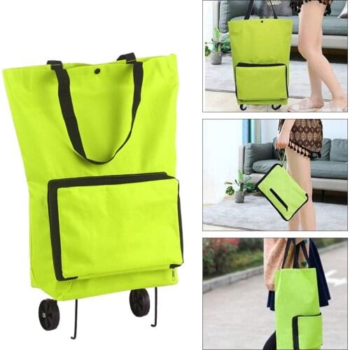 Foldable Shopping Bag Cart Foldable Shopping Trolley Bag with Wheels Collapsible Shopping Cart Grocery Bags Travel Bag