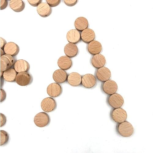 50pc Oblate Wooden Beads Chewable 15mm Thick-7mm Loose Bead Unfinished Beech Round Wood chip DIY Teething Accessories for Craft