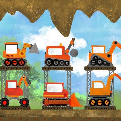 Construction Theme Boy 1st Birthday Party Backdrop Caution Crane Excavator Trucks Banner Photography Background Booth Poster