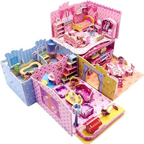 3d Three-dimensional Jigsaw Puzzle Childrens Educational Ability Boy Girl Parent Child Toy Diy Hand-made Building House Paper