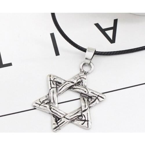 Vintage Hexagonal Hollow Pendant Necklace For Men And Women With Leather Rope chain Charm Cool Necklace Jewelry Gift Choker