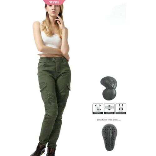 Women Motorcycle Riding Jeans Motocross Racing Pants With Upgrade Knee Hip Pads