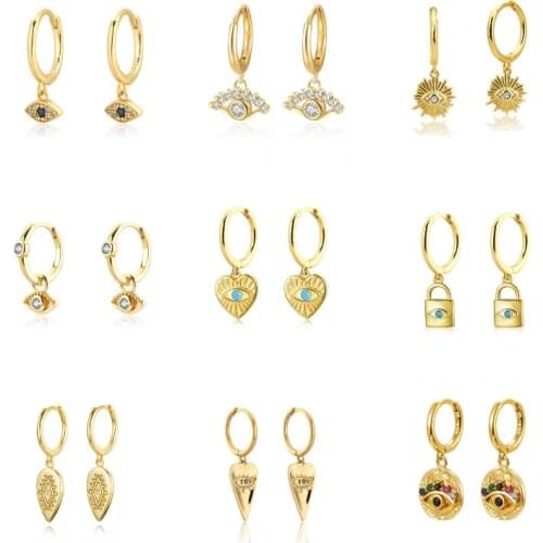 Mini 8.5mm Eye Pendiente Circle Hoops Earring Small Dangle Women Round Crystal Jewelry Accessories Drop Earrings Wholesale 2022