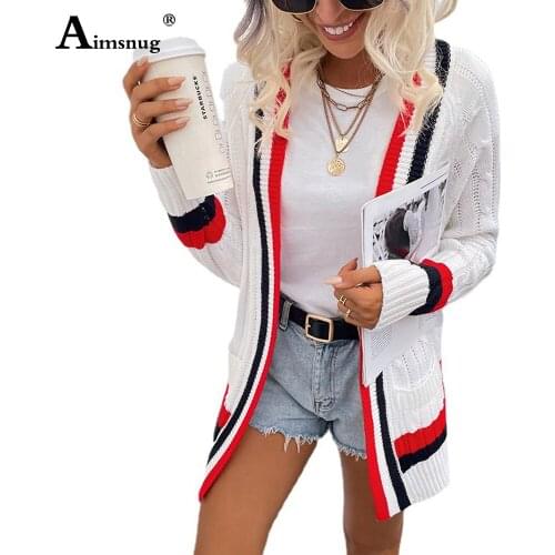 Women Patchwork Sweaters Long Coats 2021 Autumn Latest Casual knitting Tops Streetwear Open Stitch Womens Fashion Sweater Femme