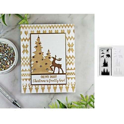 Winter Forest Scenery Christmas Stencil Scrapbooking Diary Decoration Embossing Diy Greeting Card Handmade 2021 New Arrival