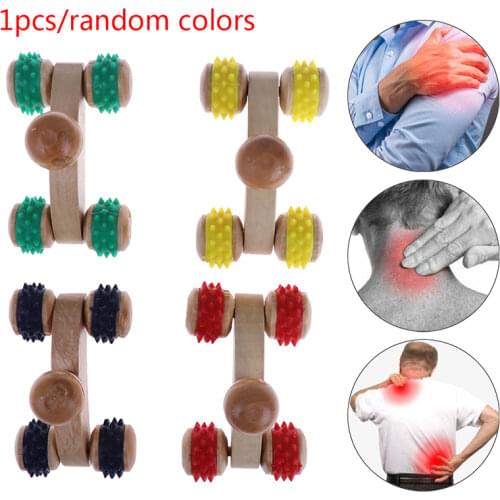 1Pcs Wooden Roller Massager Relaxing Body Hand Foot Head Body Face Massage Tool Reflexology Foot Massage Random Color