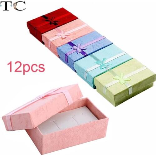 12pcs/lot Assorted Colors Ring Necklace Set Box Trinket Box Necklace Case Earrings Holder 5*8 Packaging Gift Box
