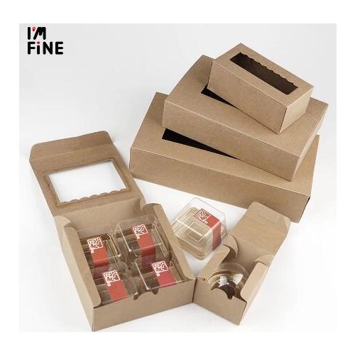 20 kraft Cookies Biscuit packaging paper box wedding,craft cake box with pvc window,cupcake packing gift cardboard paper box