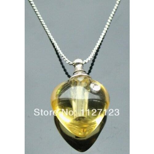 25pcs/lot yellow Small heart Rice vials pendants rice vial pendant perfume empty glass bottle glass spray perfume bottl